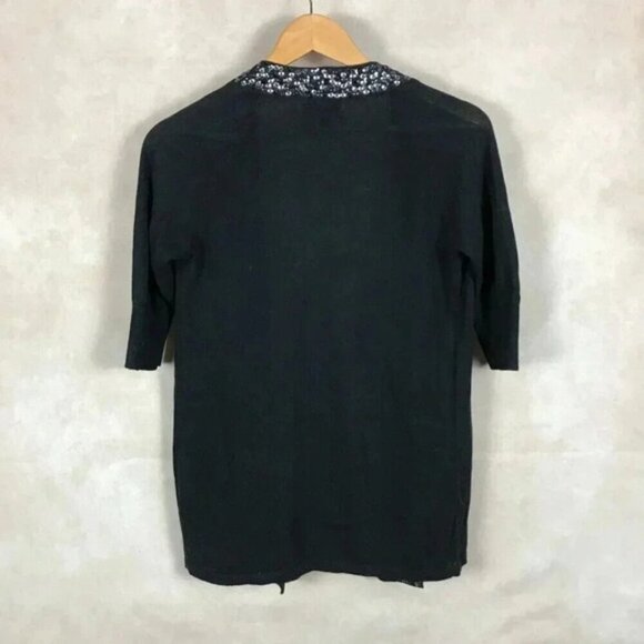 EXPRESS Short Sleeve Black Cardigan Sequin Trim NEW Size SMALL - Picture 5 of 8
